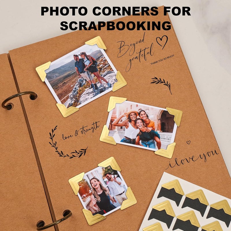 Chiallco Photo Corners 120 Pcs Gold Self-Adhesive Picture Mounting Corner Stickers for DIY Scrapbook, Acid Free Photo Mounting Corners for Photo Album, DIY Scrapbook Stickers, Memory Books, Diary - Image 5